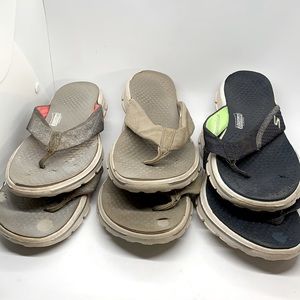 Skechers Go Walk Pizazz Flip-Flops 3 pair sz 7/8
